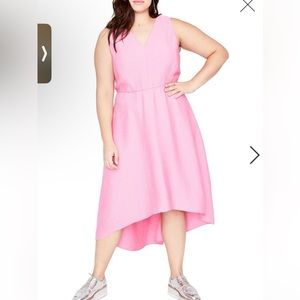 RACHEL Rachel Roy Pink High-Low V-Neck Sleeveless Dress